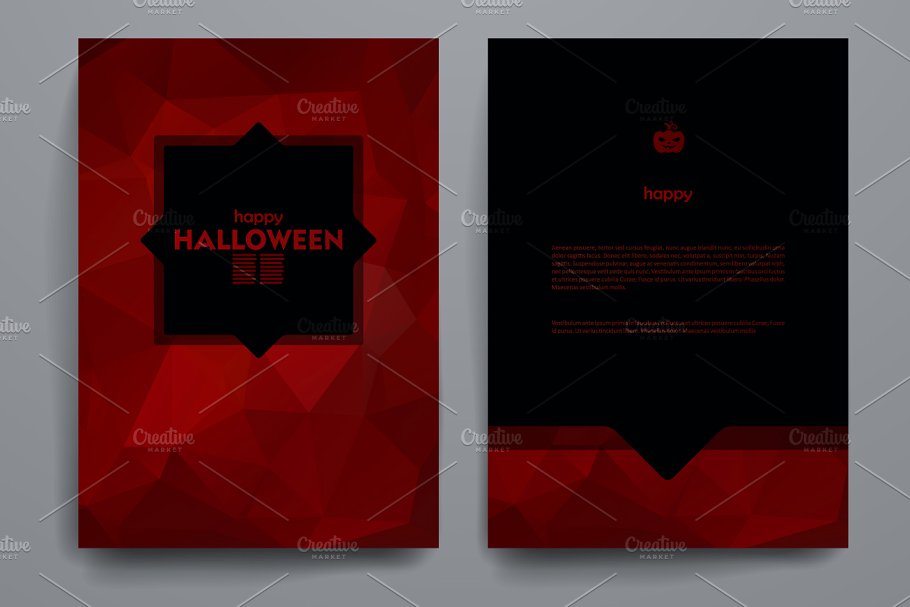万圣节主题小册子模板 Set of Halloween brochures插图2