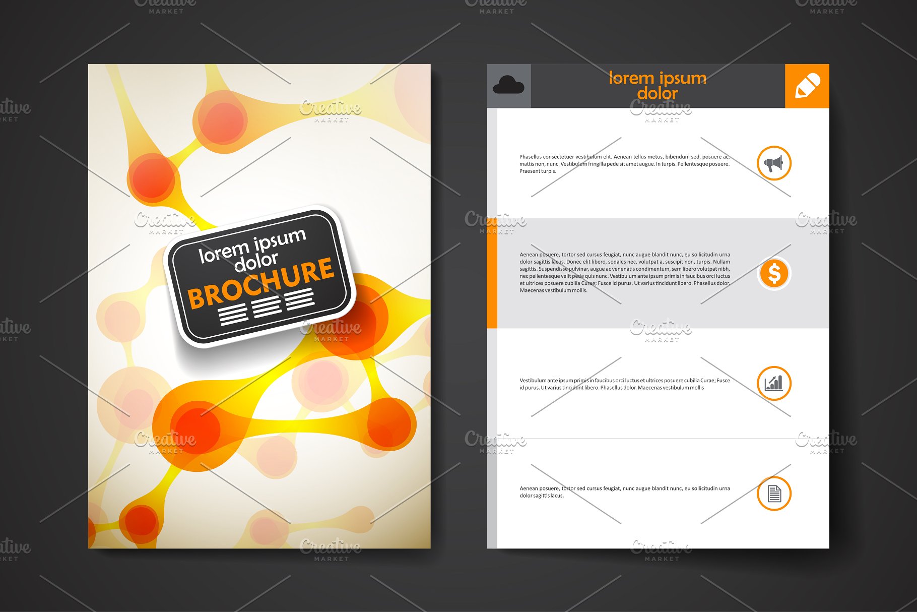 分子结构抽象图形小册子模板合集 Set of brochures in molecule style插图(2)