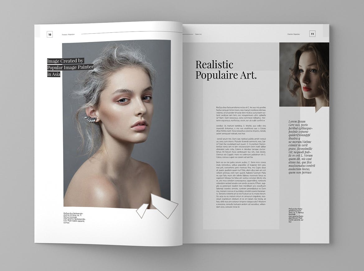 高端简约排版风格女性主题杂志设计模板 Feminic – Magazine Template插图6