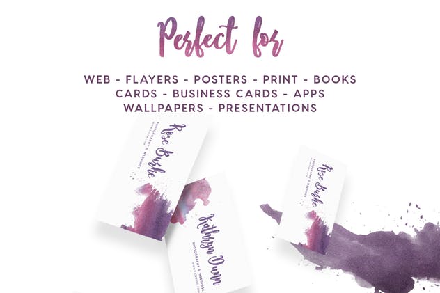 8款紫色水彩无缝纹理素材 Watercolor Seamless Textures – Purple Pack插图2