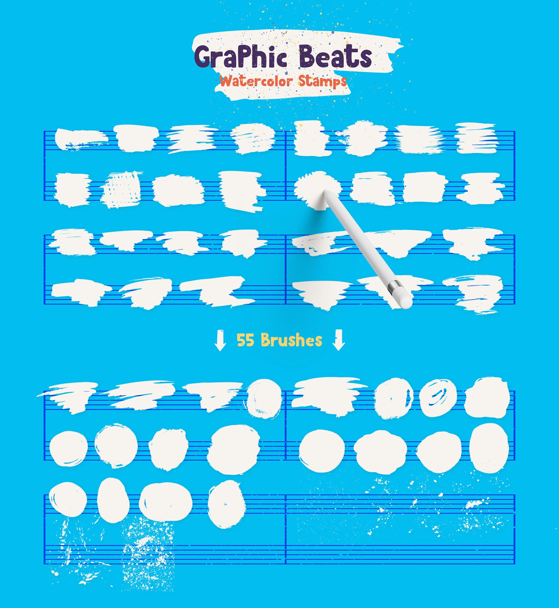 一大批艺术笔刷合辑下载 Graphic Beats Brushes for ProCreate [abr]插图4