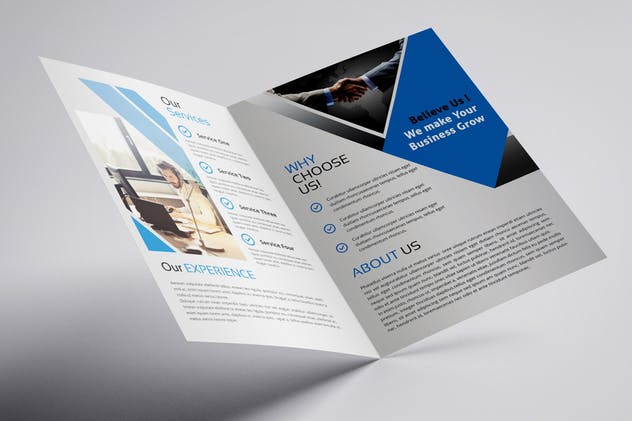 简约蓝色企业宣传双折页小册子设计模板 Corporate – Bifold Brochure插图(3)