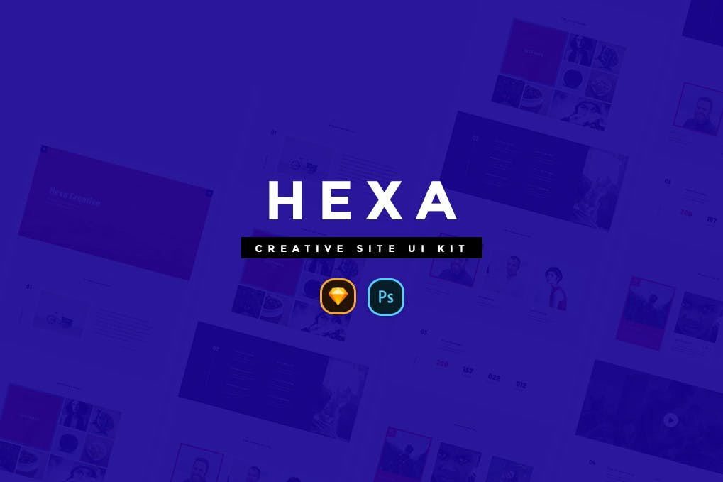 创意现代设计风格网站UI设计套件[SKETCH&PSD] HEXA Creative Website UI Kit插图(2)