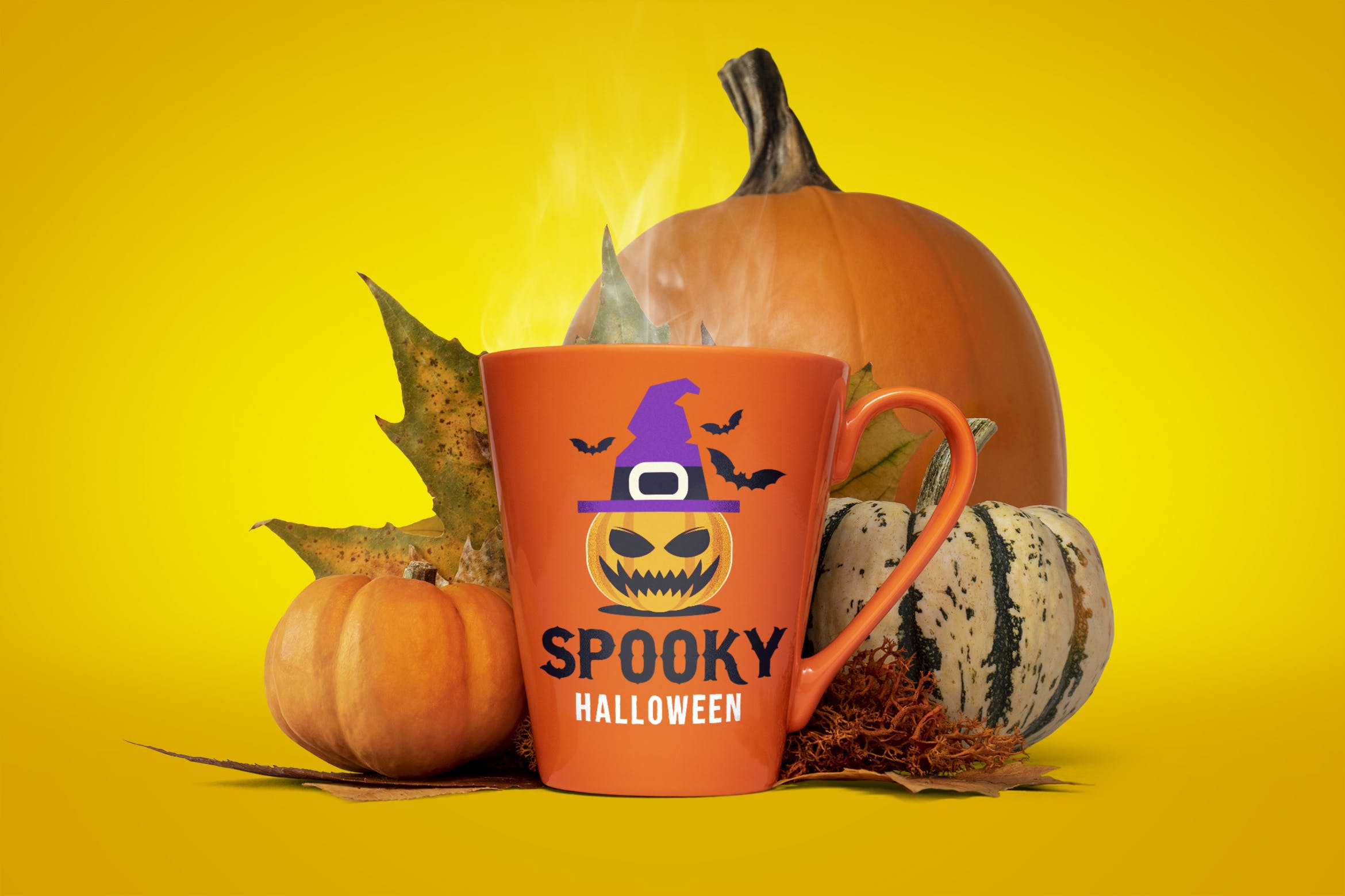 万圣节主题马克杯样机模板 Halloween mug mockup插图