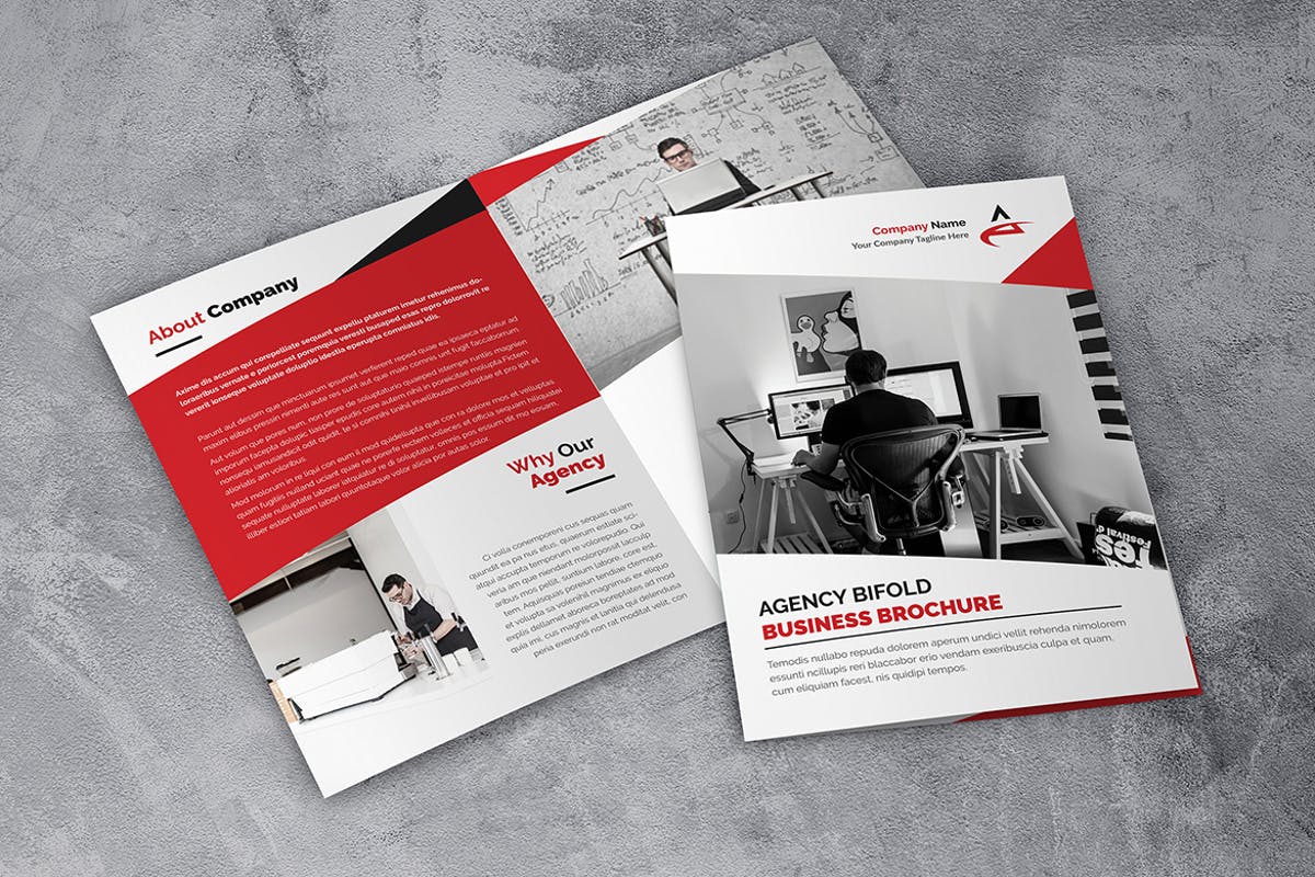 双折页商业公司品牌手册设计模板 Agency Bifold插图