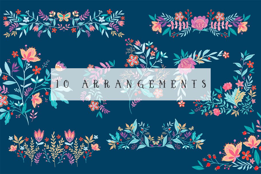 优雅时尚水彩花卉剪辑集 Watercolor Floral Clipart Set Anita插图(6)