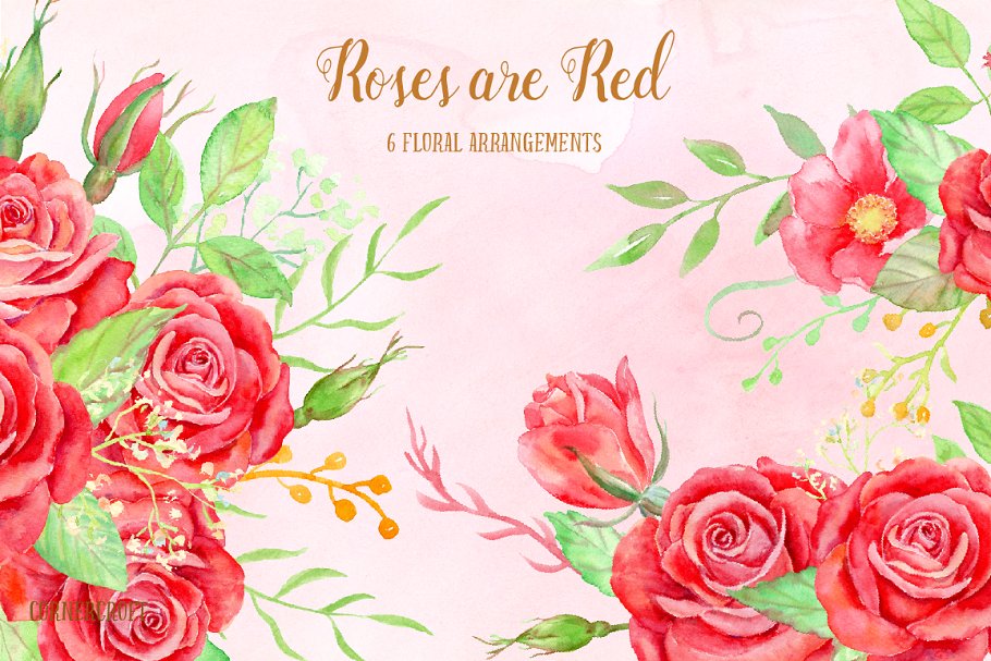 情人节红玫瑰花束插画 Valentine Red Rose Bouquet插图(1)