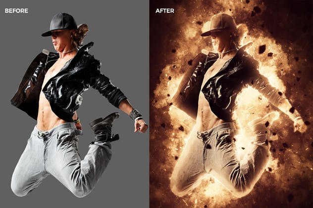 爆破特效照片效果PS动作 Blasting Photoshop Action插图(2)