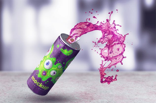 能量饮料罐头外观设计样机 Energy Drink Can Mockup vol.2插图(1)