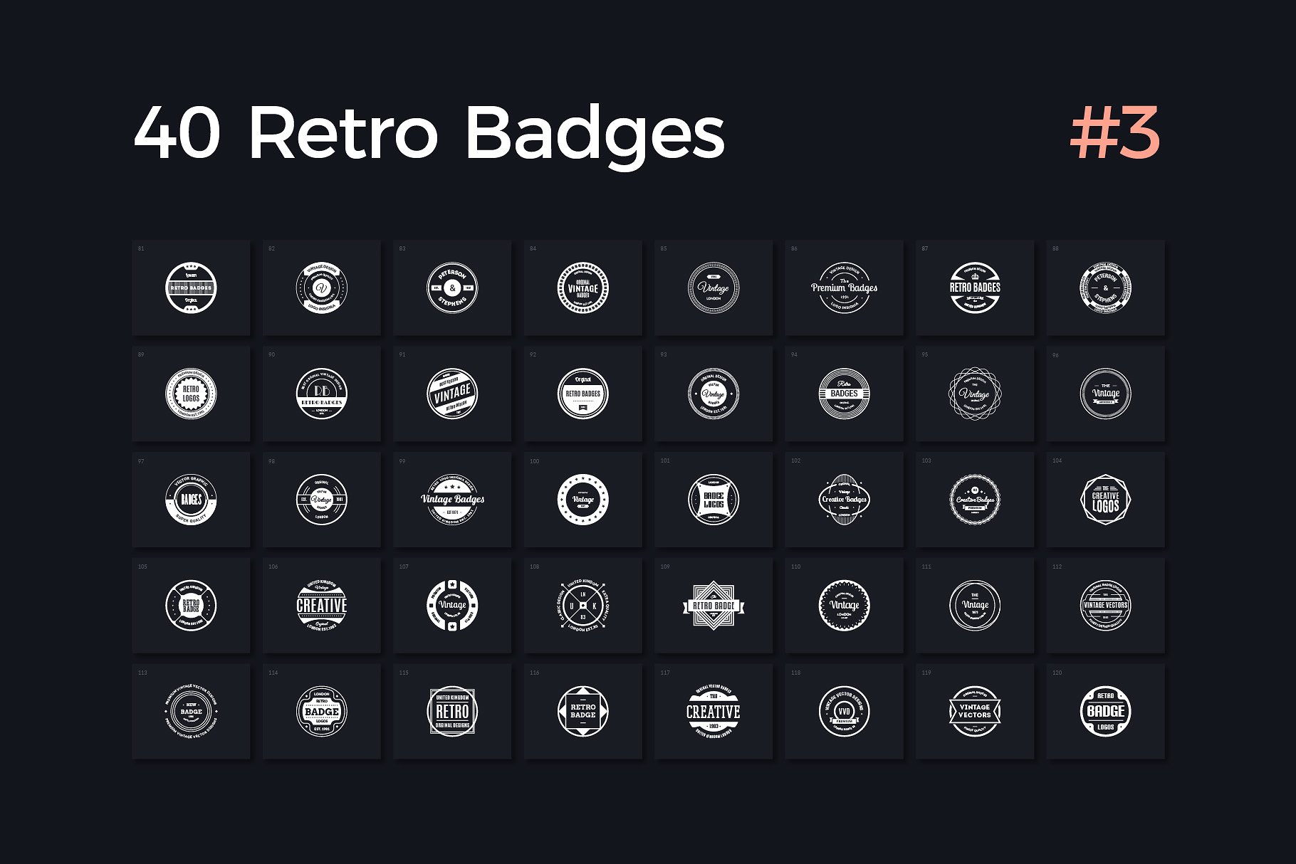 40枚复古徽章Logo模板 Vol. 3 40 Retro Badges Vol. 3插图