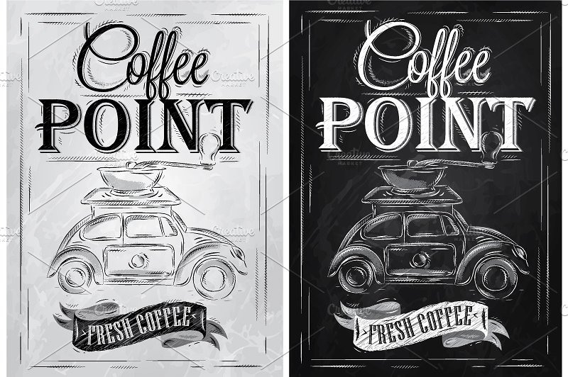 咖啡店复古海报模板 Retro poster coffee point插图(3)