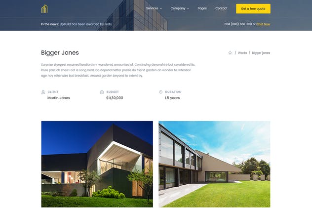 现代建筑设计公司网站设计PSD模板 UpBuild – Modern Construction Theme插图(9)