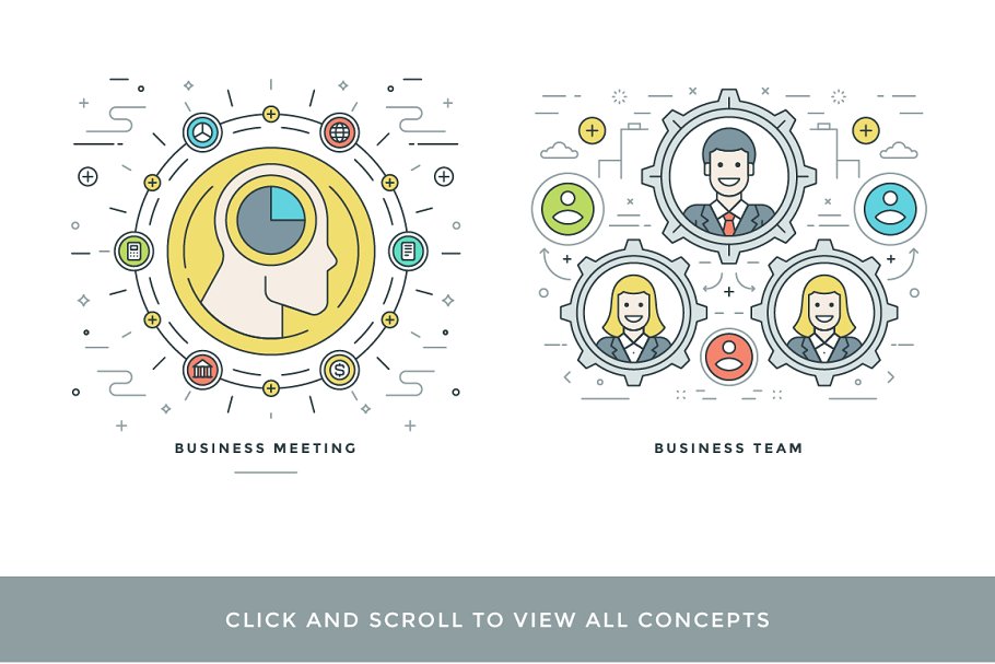 40枚商业理念扁平线条图标 40 Flat line concepts插图(1)