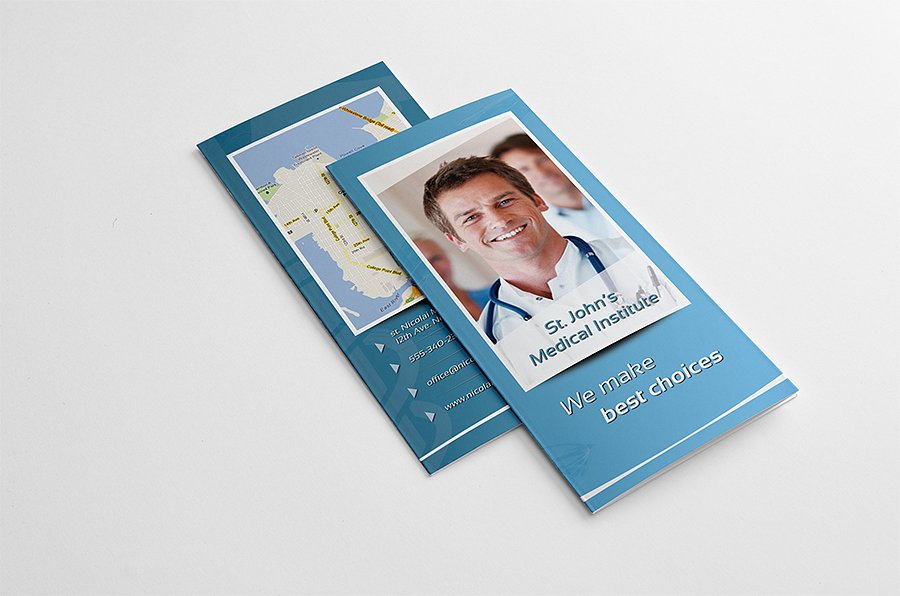 医疗保健服务宣传传单设计模板 Medical Trifold Brochure插图(1)