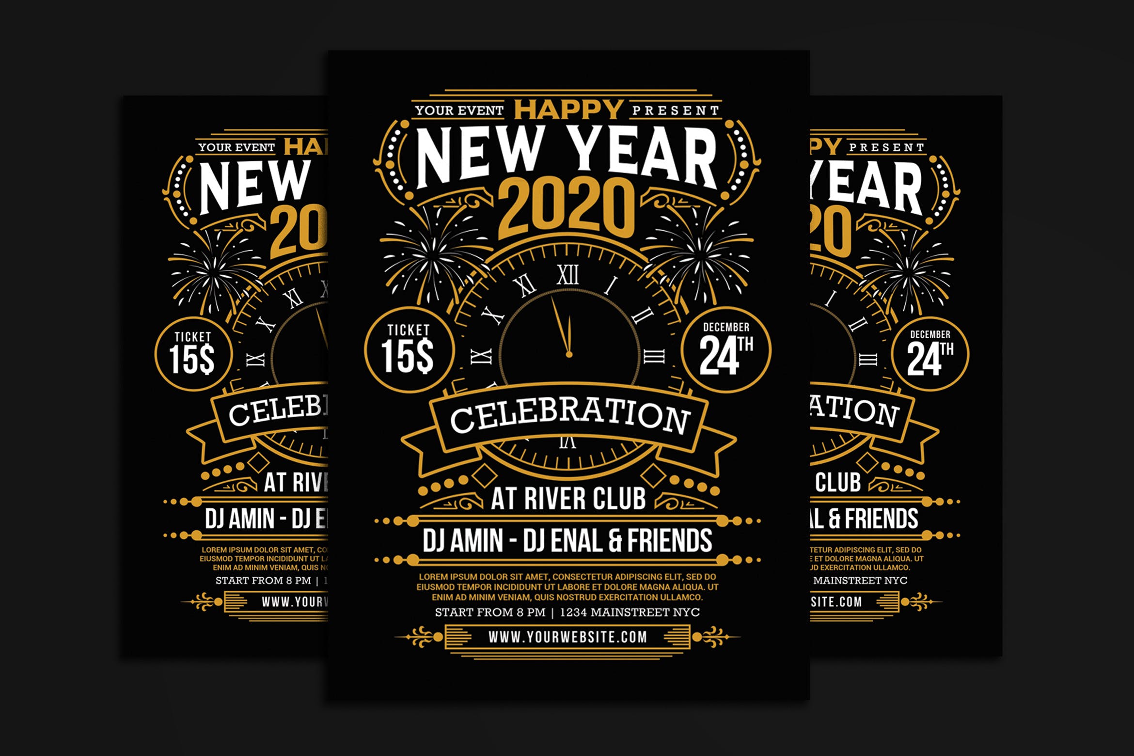 2020年新年倒计时活动邀请海报传单模板 New Year 2020 Party Celebration插图