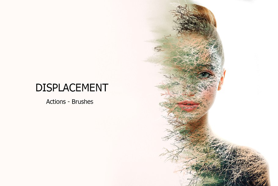 抽象化人脸照片处理 PS 动作 Displacement – Ps Actions插图