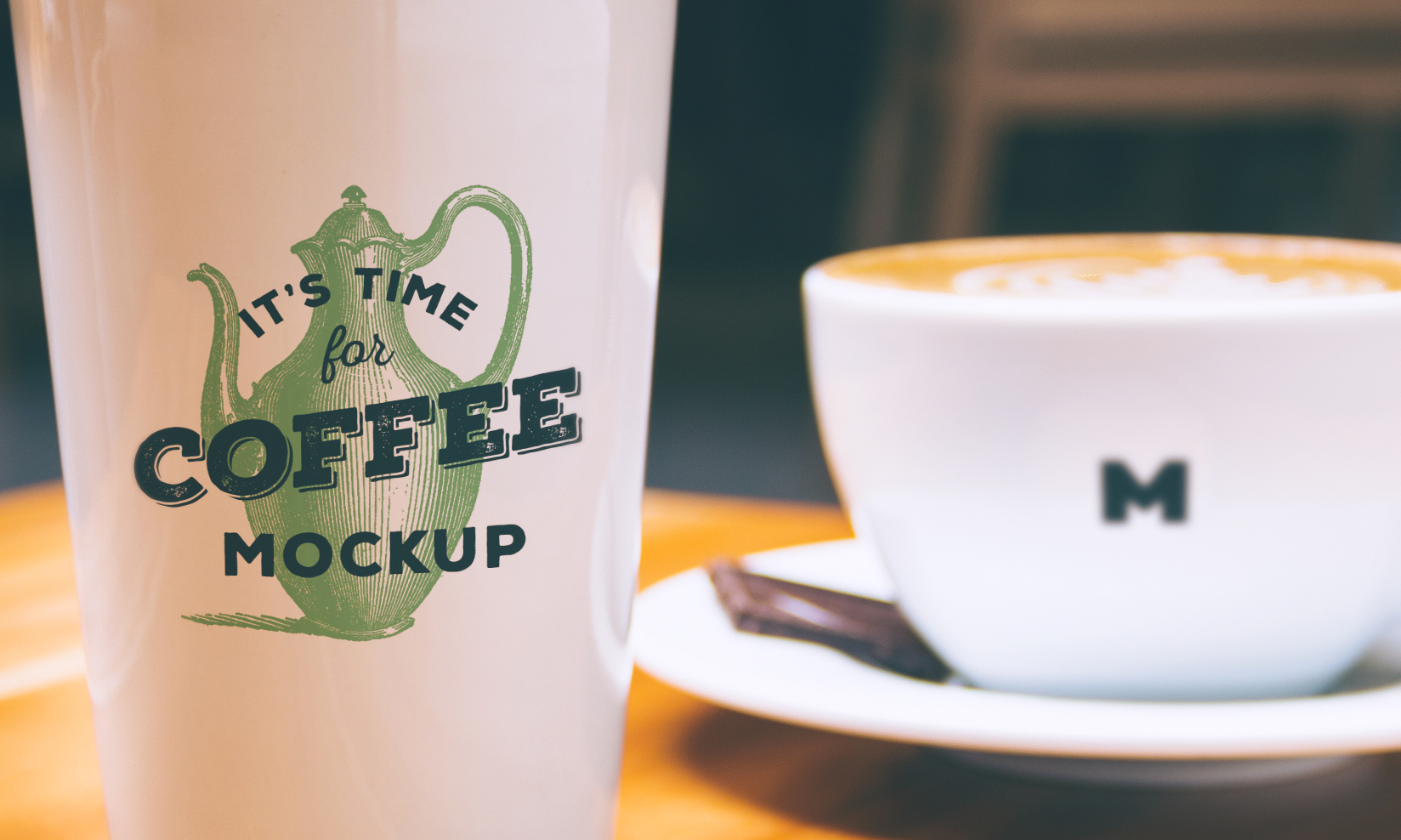咖啡纸杯&咖啡瓷杯咖啡品牌VI设计效果图样机 Coffee Mug and Cup Mockup插图
