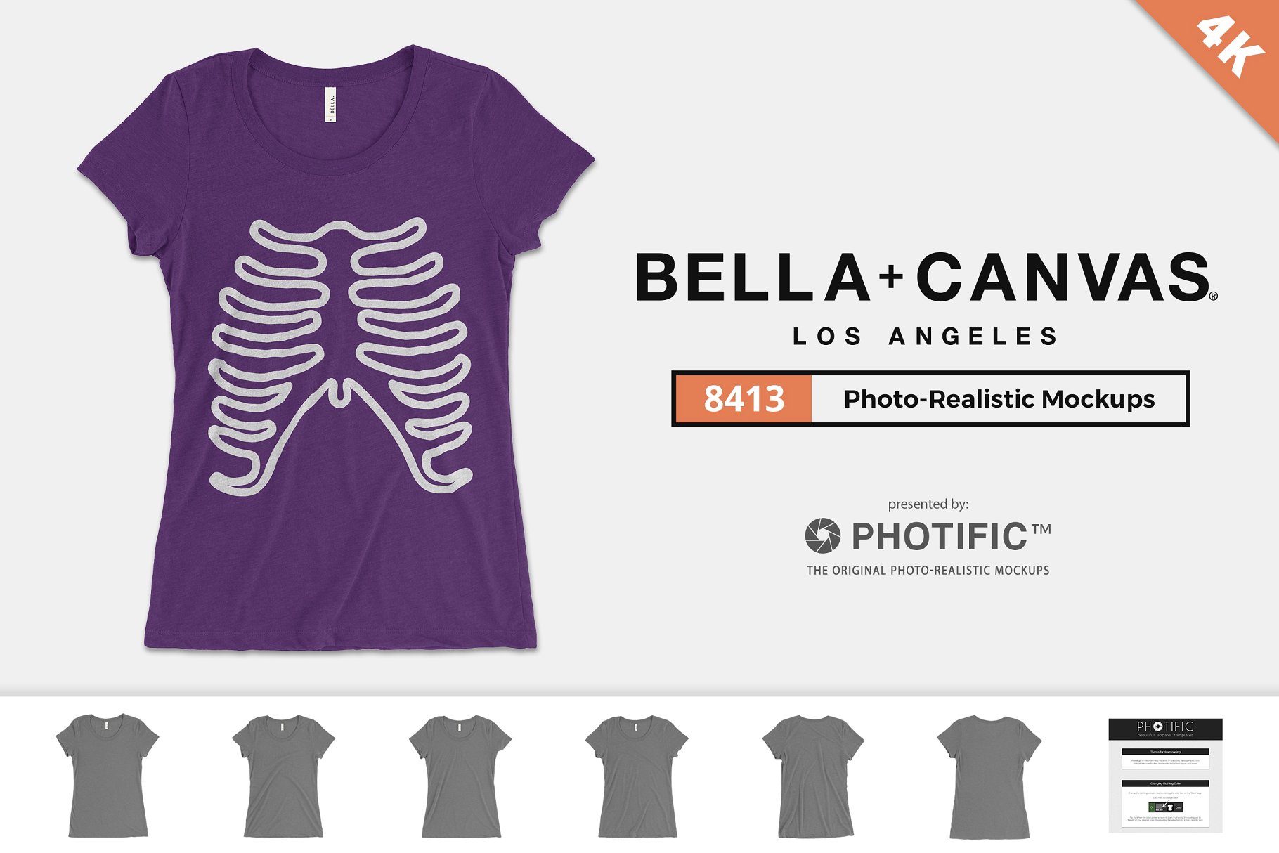 女性T恤样机模板 Bella Canvas 8413 Triblend Mockups插图