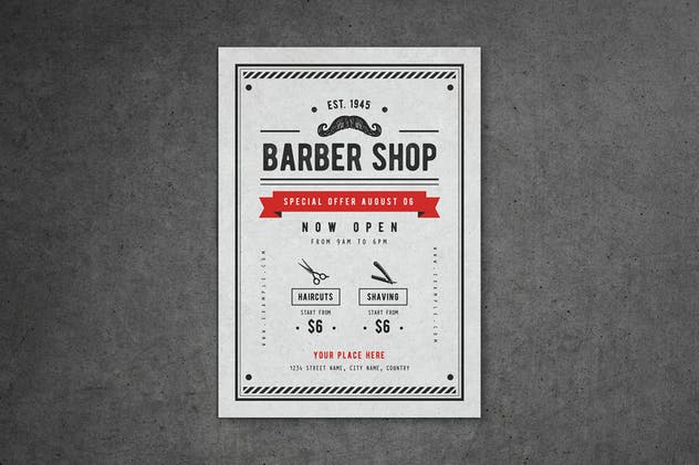 理发店美发店广告海报传单模板 Barber Shop Flyer插图(3)