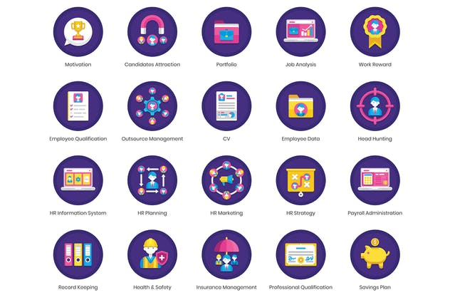 90枚人力资源主题矢量图标 90 Human Resources Icons插图(3)