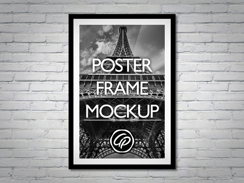 黑白框海报样机 Poster Frame Mockup插图