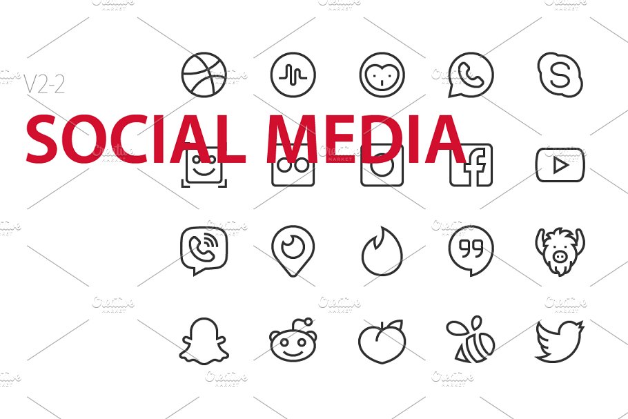 40款社交媒体主题图标 40 Social media UI icons插图(1)