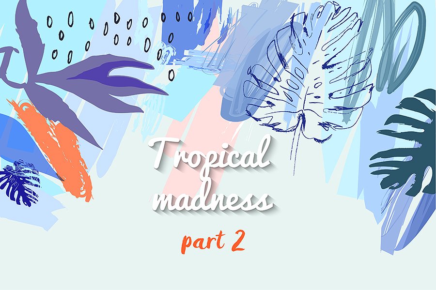 热带雨林的魅力水彩剪贴画 Tropical Madness 2插图