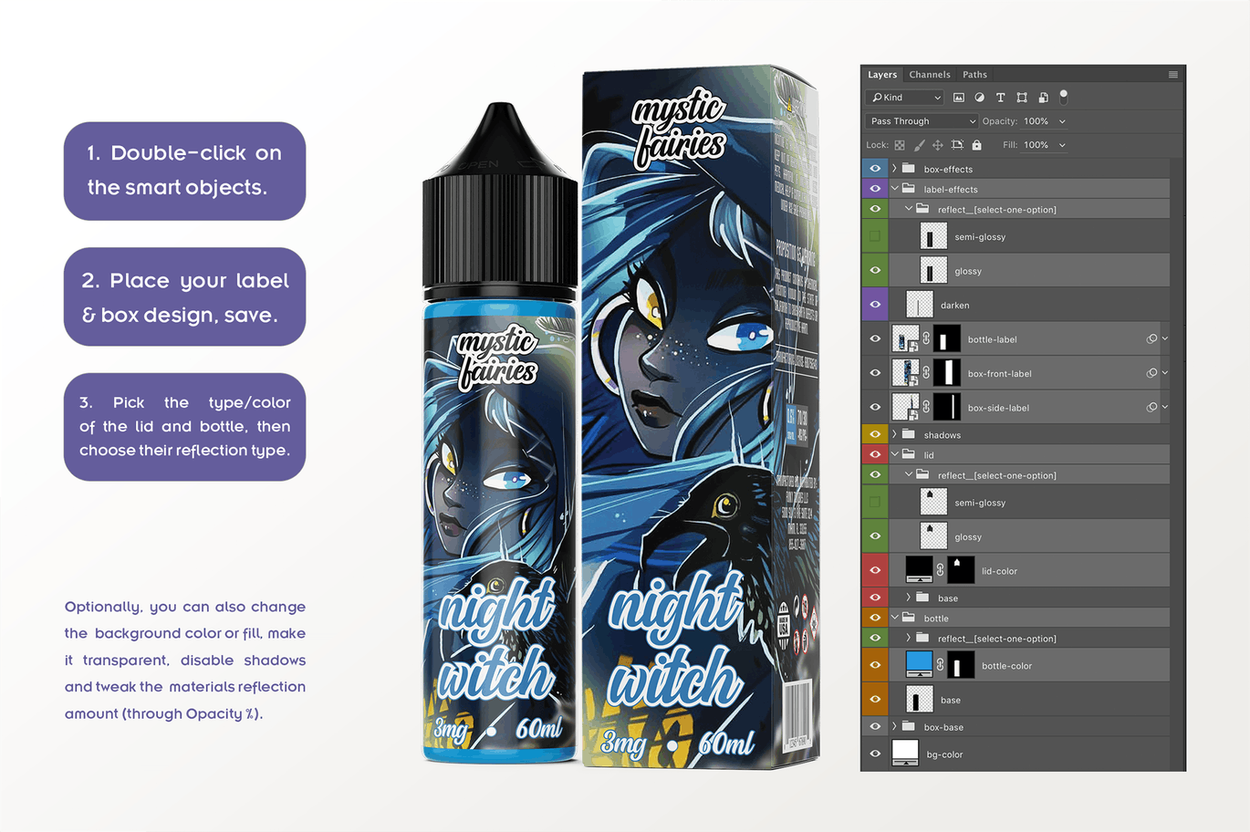 60ml容量装电子烟烟油瓶外观设计效果图样机 eLiquid Bottle Mockup v. 60ml-C插图(6)