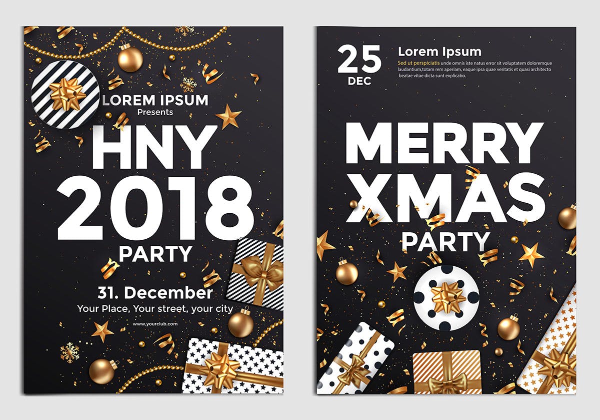 浓厚节日氛围圣诞节派对活动传单海报设计模板合集 Set of 10 Christmas Party Flyer Templates插图(11)