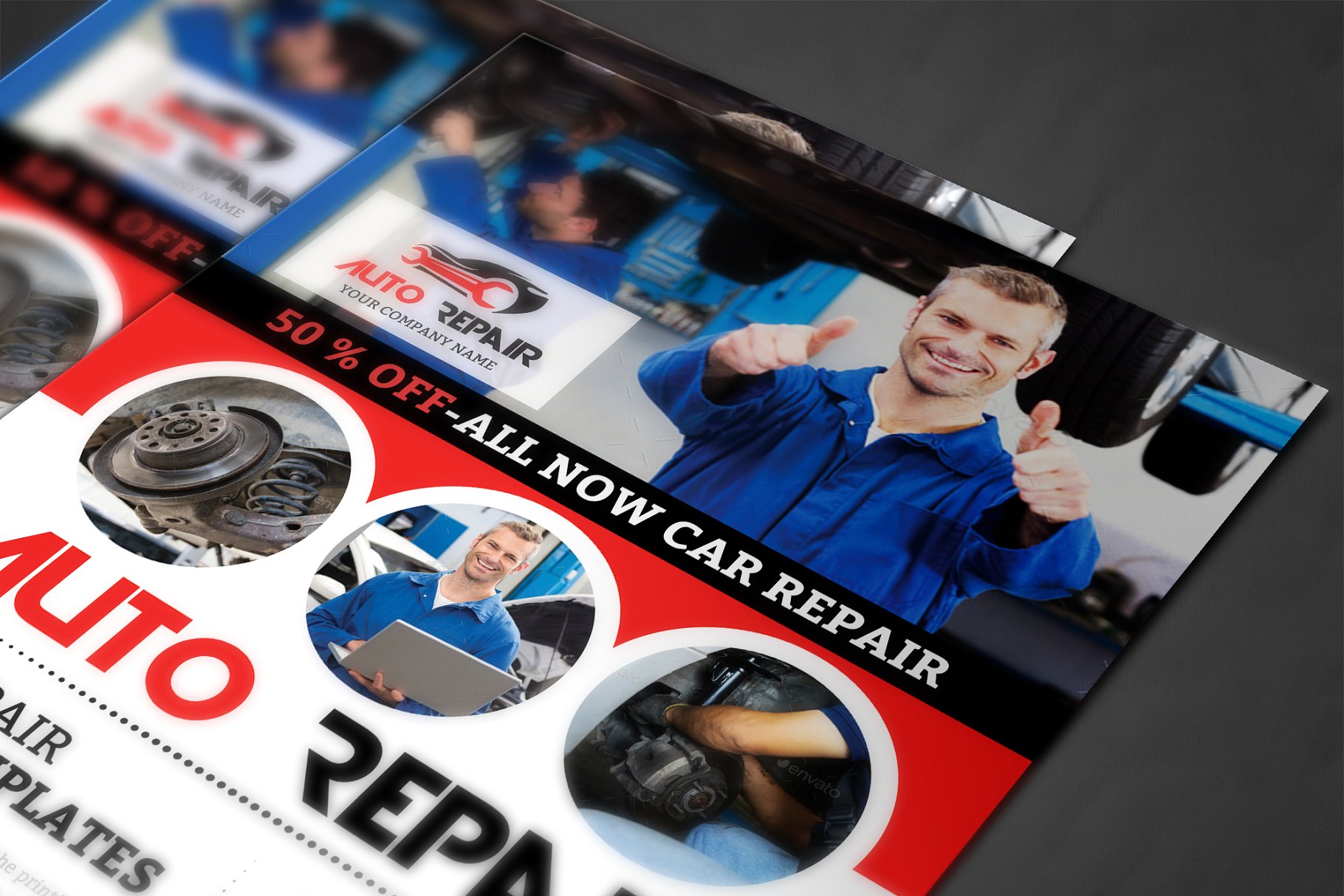 汽车修理汽配商单页宣传模板 Car Repair Flyer插图(3)