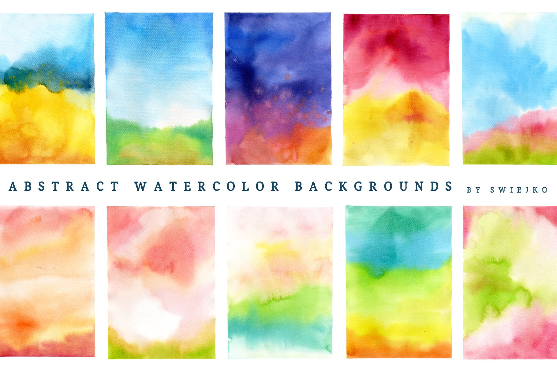 抽象印象派水彩背景 Abstract Watercolor Background插图(1)