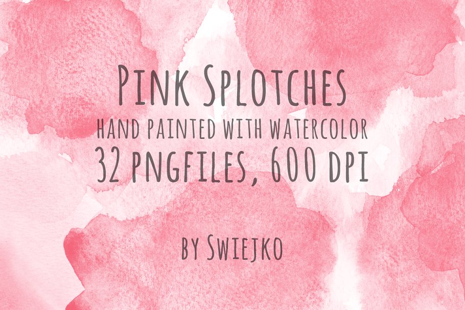 粉色水彩画墨迹插画素材 Pink watercolor splotches插图