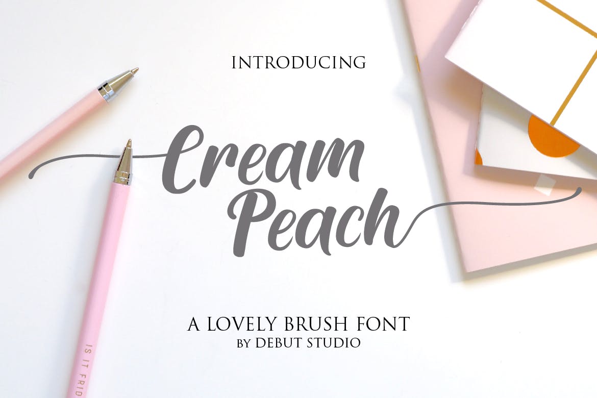 可爱设计风格平面设计英文书法字体下载 Cream Peach插图1