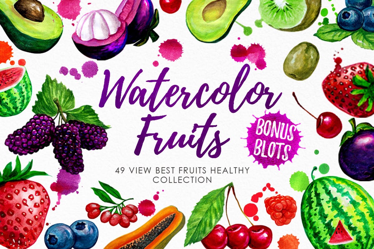 水果元素水彩插画合集Vol.3 Watercolor Fruits Vol. 3插图