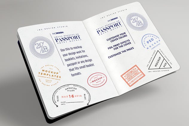 高分辨率出国护照证照样机模板 Passport Booklet Photo Realistic MockUp插图3