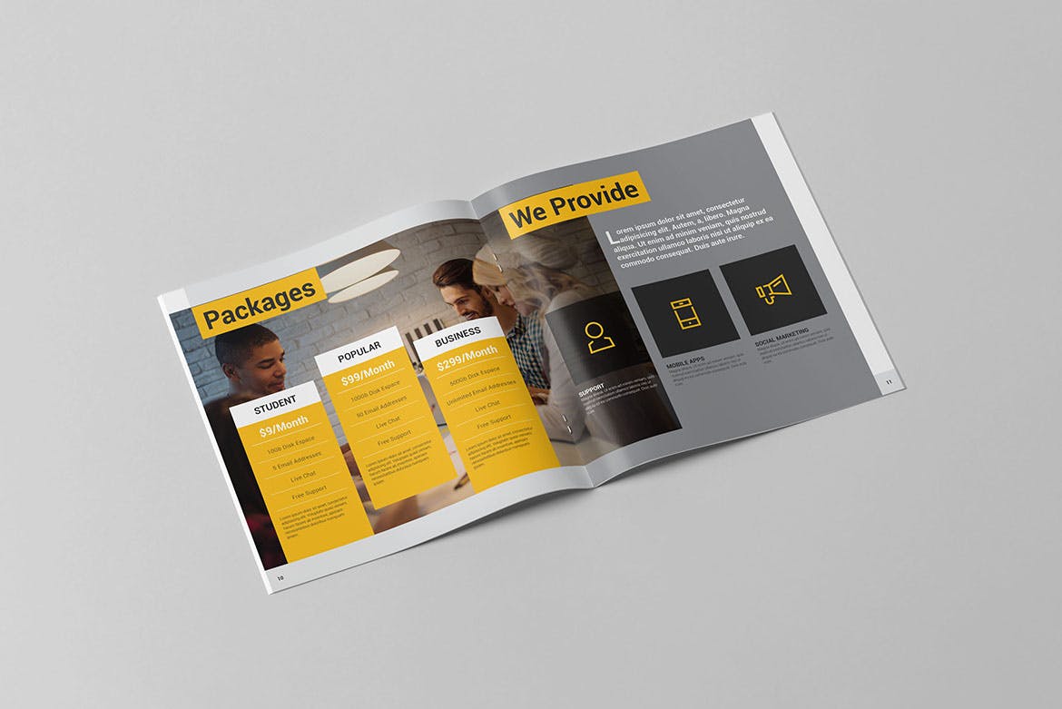 方形创意策划企业介绍宣传画册设计模板 Malibu Brochure Square插图(5)