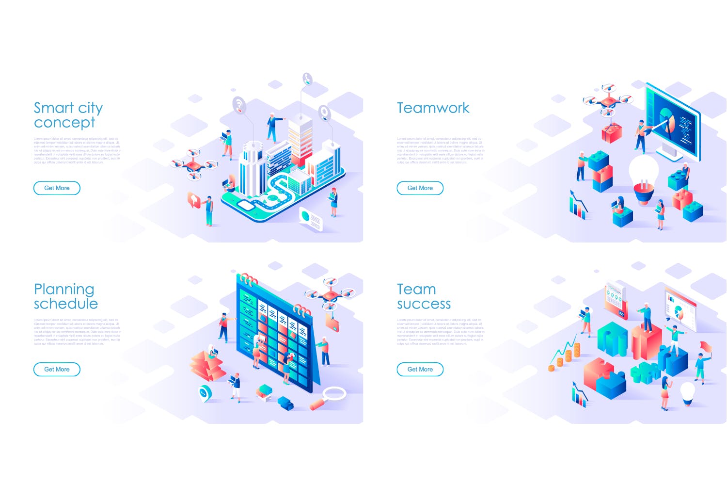 等距扁平化设计概念插画着陆页设计模板 Isometric Flat Design Concept Landing Page插图(4)