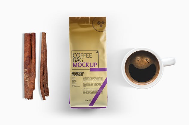 咖啡豆袋装外观设计样机 Coffee Bag Packaging Mockup插图(2)