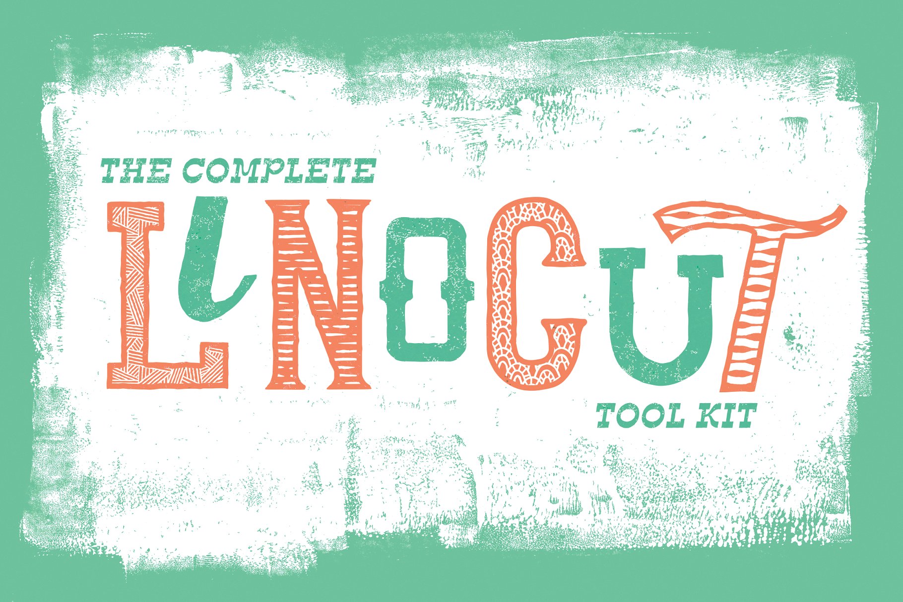 亚麻油毡浮雕设计工具包[笔刷/样式/模板/纹理] The Complete Linocut Tool Kit插图4
