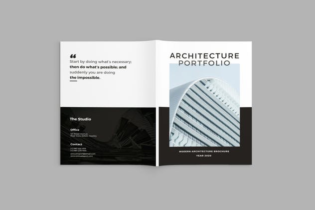 极简主义建筑作品集设计手册免费模板 Minimal Architecture Brochure插图(2)