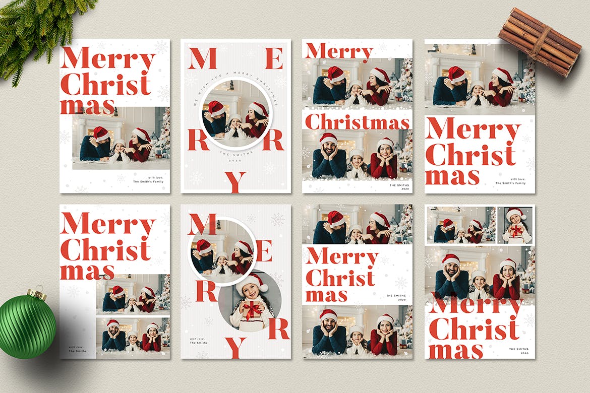 圣诞节照片贺卡设计模板集 Christmas Photo Card / Holiday Card插图(2)