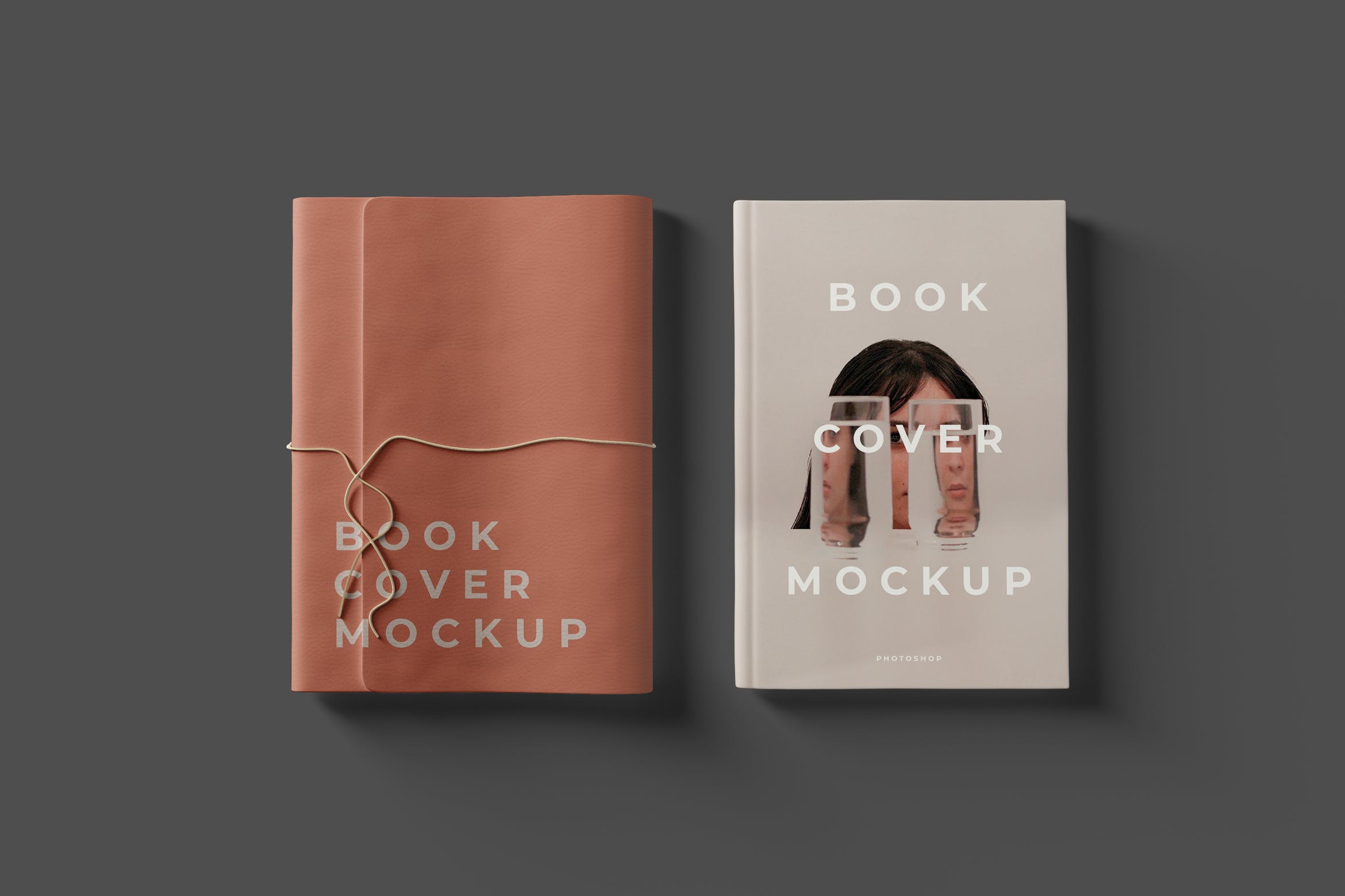 镂空设计风格精装图书封面设计样机模板 Book Cover Mockups插图