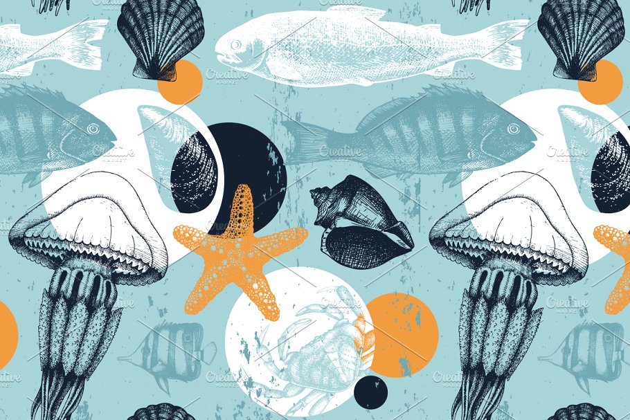 海洋生活矢量图形素材 Vector Sea Life Illustrations Set插图(5)