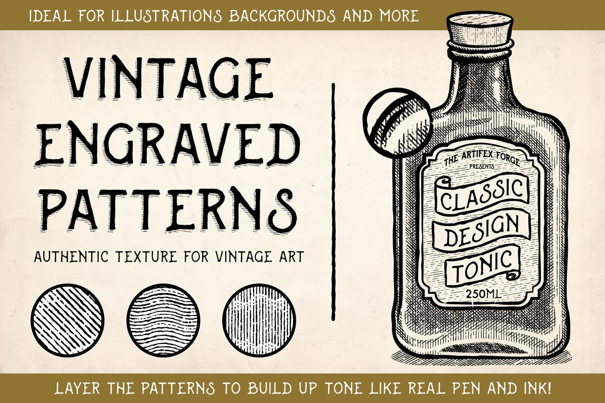 古典雕刻图案线条AI笔刷 Vintage Engraved Patterns插图