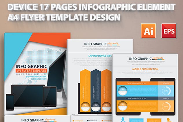 数码电子产品信息图表元素设计素材 Device 17 Pages Info Graphic Elements Design插图1