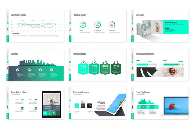 信息数据型企业介绍PPT幻灯片模板 Toetiec Powerpoint Presentation插图(7)