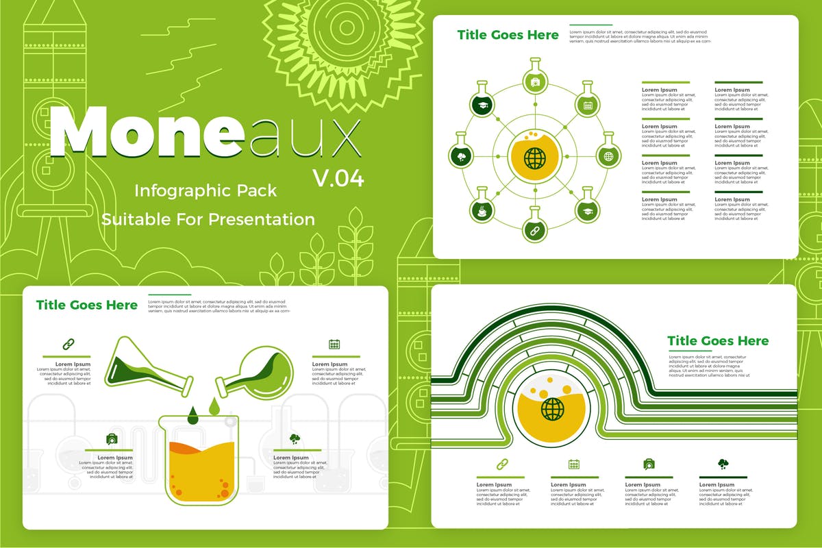 化工企业适用化学仪器信息图表矢量素材模板v4 Moneaux v4 – Infographic插图