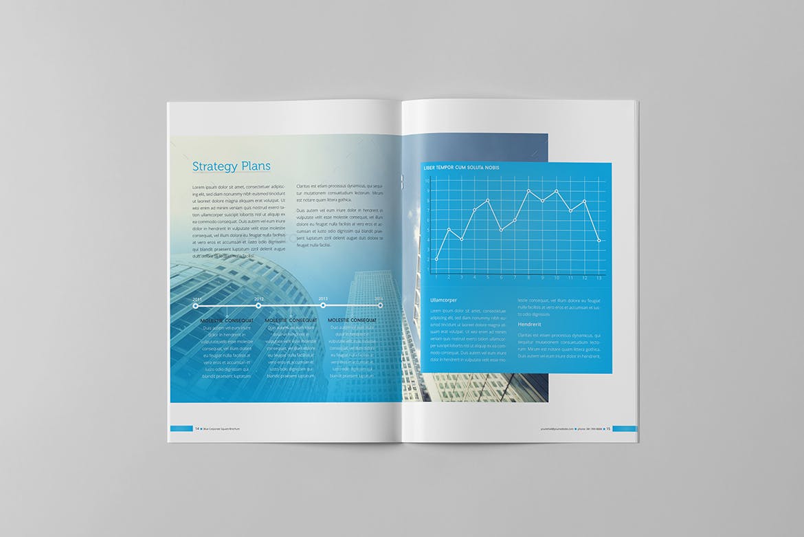 蓝色背景信息科技公司企业画册设计模板 Blue Corporate Brochure插图(7)