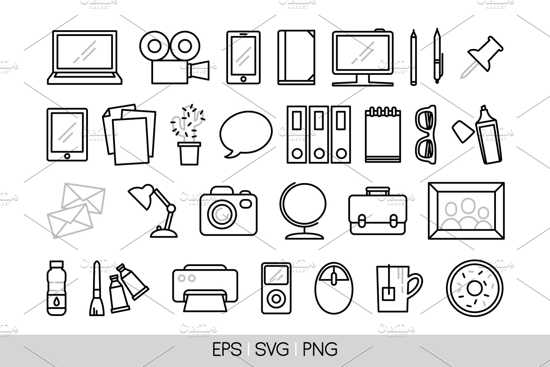 一组30个办公室矢量图标  30 vector office icons插图(1)