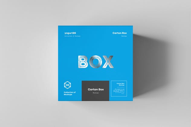 3D正方形纸箱包装样机 Carton Box Mockup 100x100x100 & Wrapper插图(6)